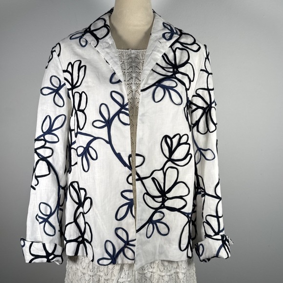 Coldwater Creek Jackets & Blazers - Coldwater Creek Floral Embroidered Jacket Women's 14 Artsy Boho Resort Chic Coat
